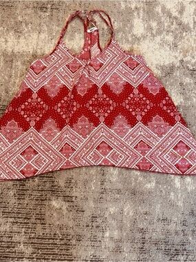 Persaya Red White Patterned Halter Tank Top Y2K Festival Feminine Casual Summer